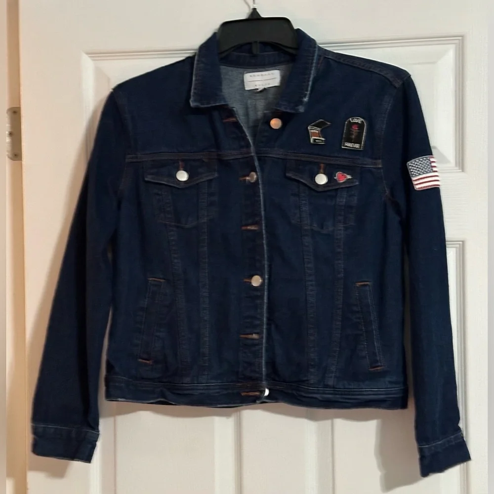 Kendall & Kylie Patched Denim Jacket - Size Large - Picture 2 of 11